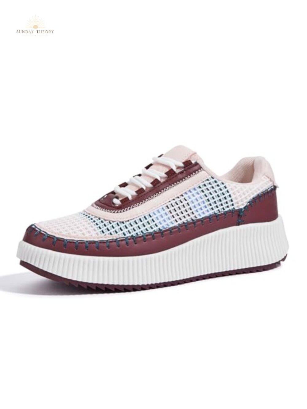 Woven Platform Sneakers Chunky Knit Lace-Up Casual Walking Tennis Shoes